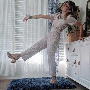 Madewell Pink + Blue Onesie Pantsuit Jumpsuit